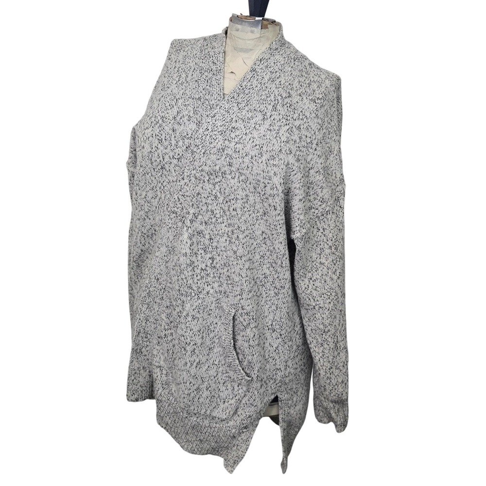 Madewell Cotton‎ Marled Knit Open Front Cardigan Gray White M Pockets Coastal